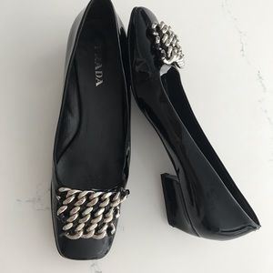 PRADA 38 1/2 women’s Black dress shoes